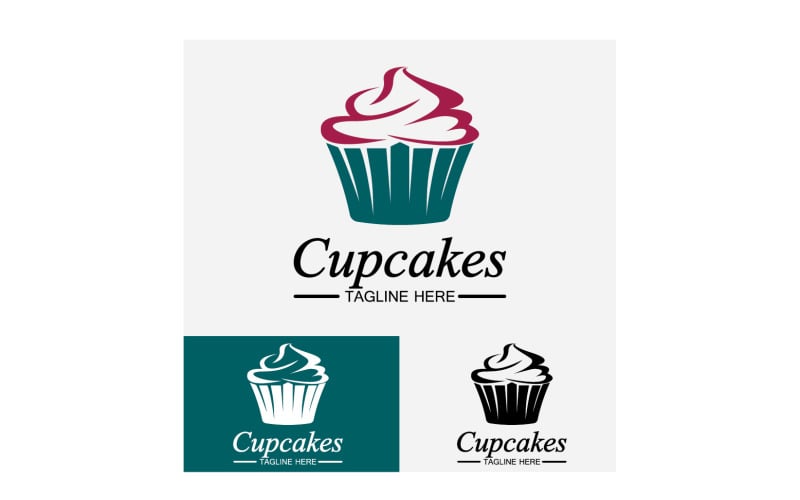 Cupcake food logo icon vector v6