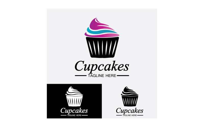 Cupcake mat logotyp ikon vektor v14