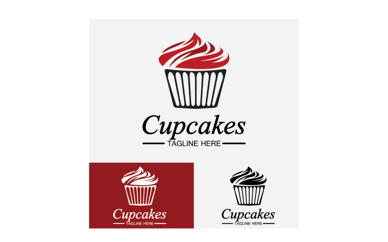 Cupcake mat logotyp ikon vektor v7