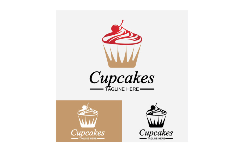 Cupcake food logo icon vector v23