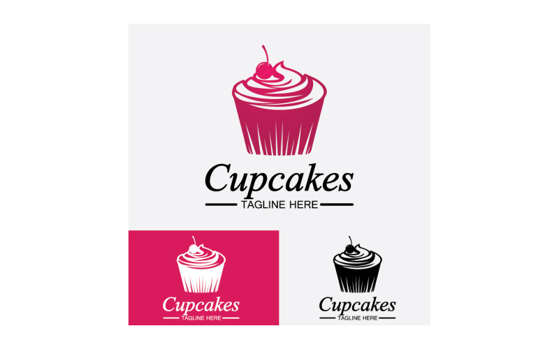 Cupcake mat logotyp ikon vektor v21
