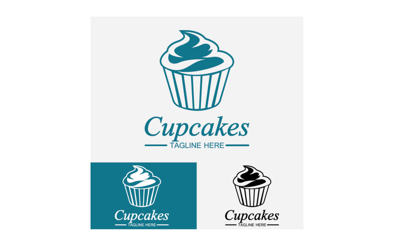 Cupcake nourriture logo icône vecteur v45