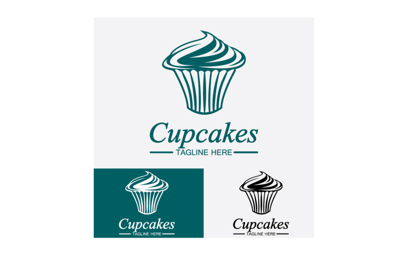 Cupcake voedsel logo pictogram vector v37