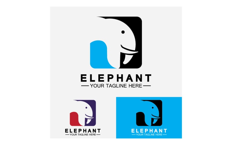 Elefánt állatok logó vektor v11