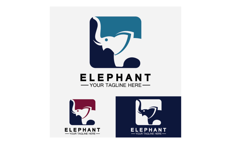 Elefantdjur logotyp vektor v15