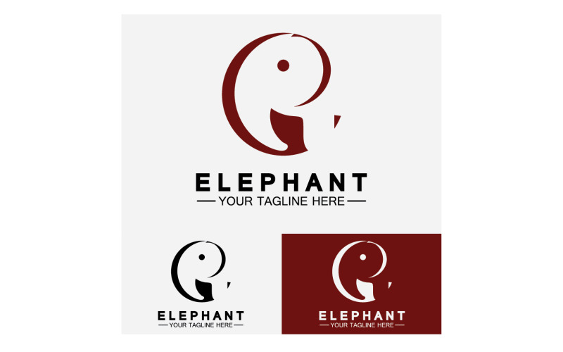 Vecteur de logo d'animaux d'éléphant v4