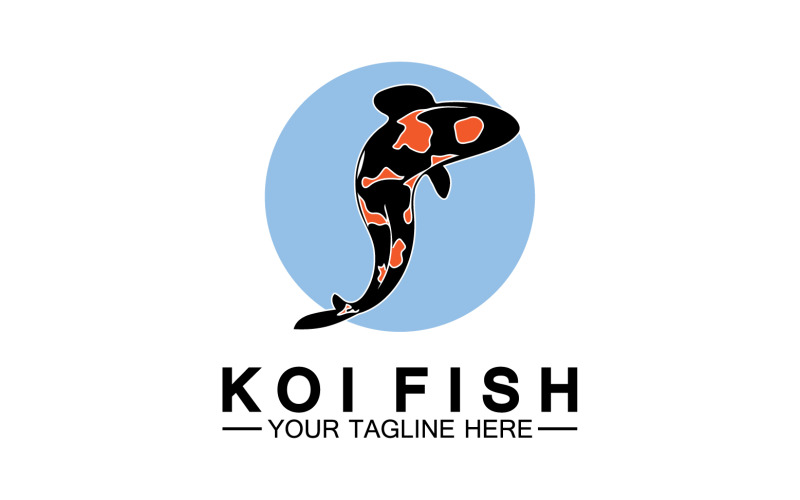 Fisch Koi schwarz und rot Symbol Logo Vektor v26