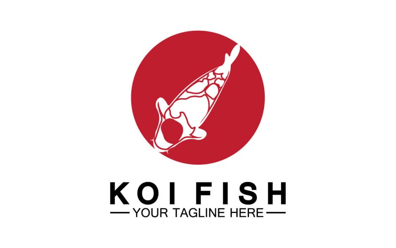 Fish koi black and red icon logo vector v29 - TemplateMonster