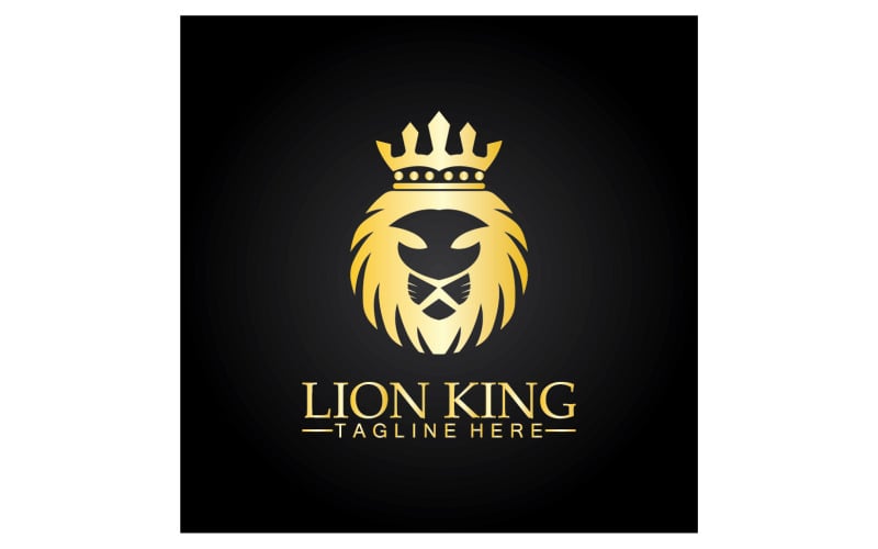 Lion shiel  logo vector template v7