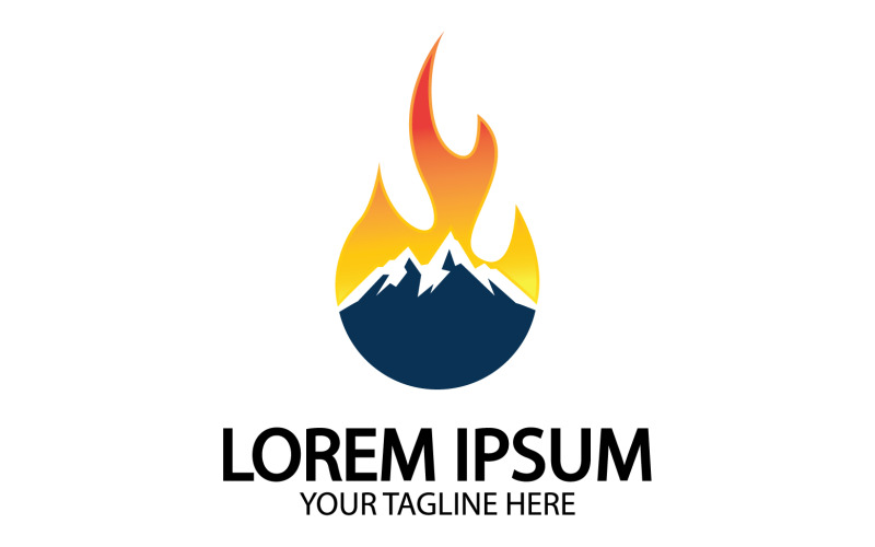 Logo de montagne et de feu vecteur v8