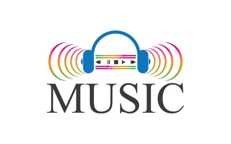 Music note play icon logo v5