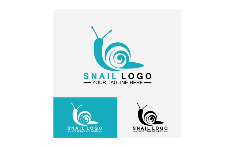 Plantilla vectorial de icono de logotipo lento animal caracol v10