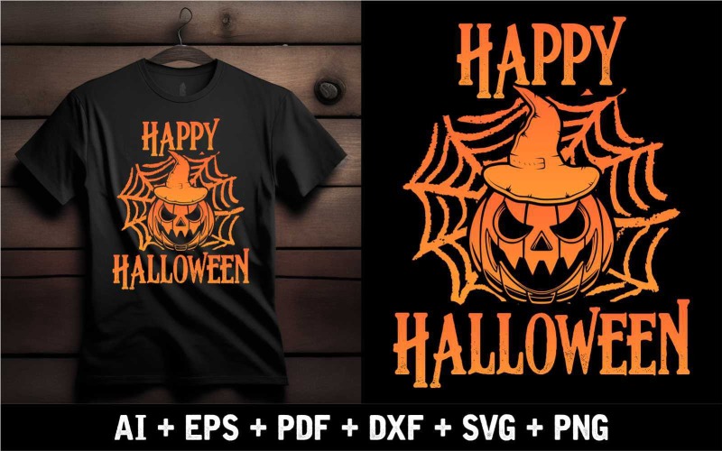 Fröhliches Halloween mit Spinnennetz-T-Shirt-Design