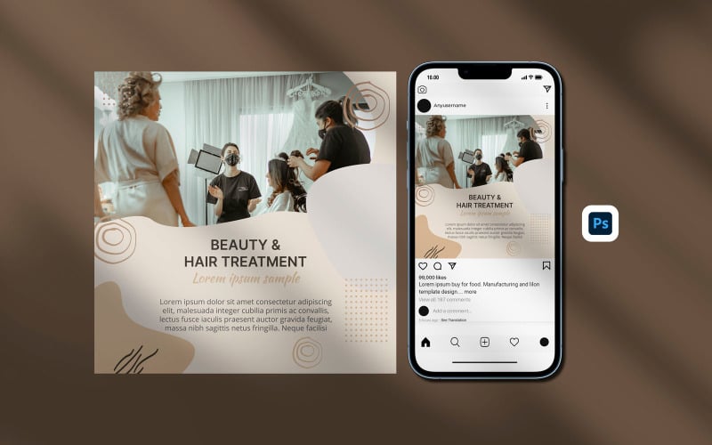 Instagram post template fashionable hairdresser salon instagram post