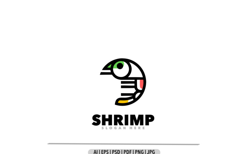 Logotipo de objeto de diseño de línea de camarón