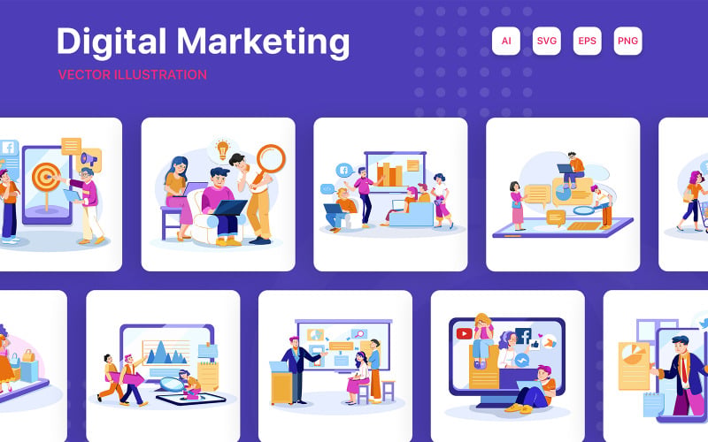 M257_ Pack d’illustrations de marketing numérique