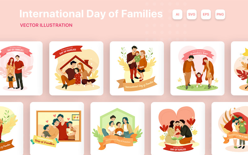M266_ Набор иллюстраций к Международному дню семьи