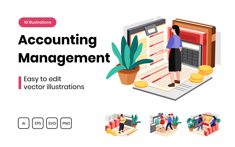 M296_ Buchhaltungsmanagement-Illustrationspaket