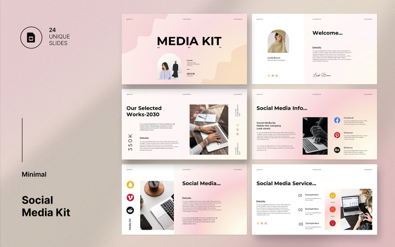 Mise en page de la présentation du kit de médias sociaux