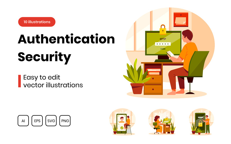 Pack d'illustrations de sécurité d'authentification M295_