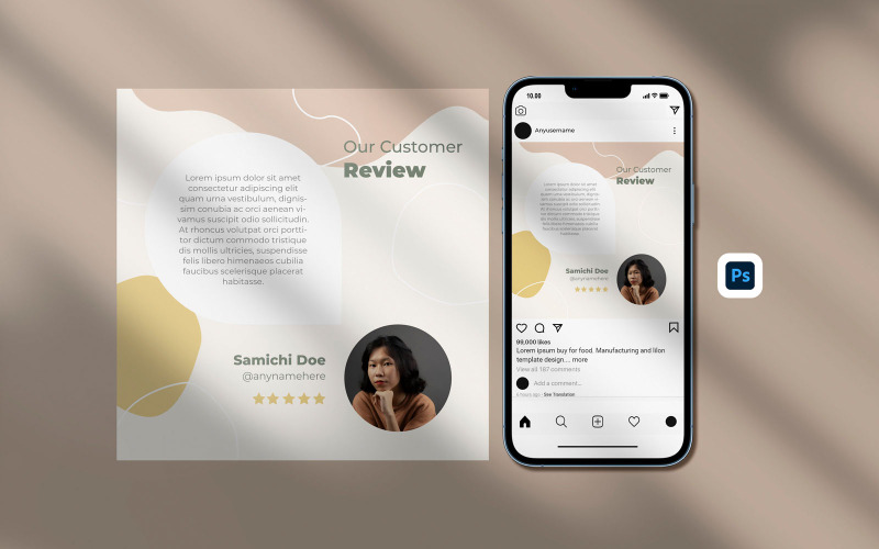 Plantilla de publicación de Instagram de comentarios de testimonios de clientes