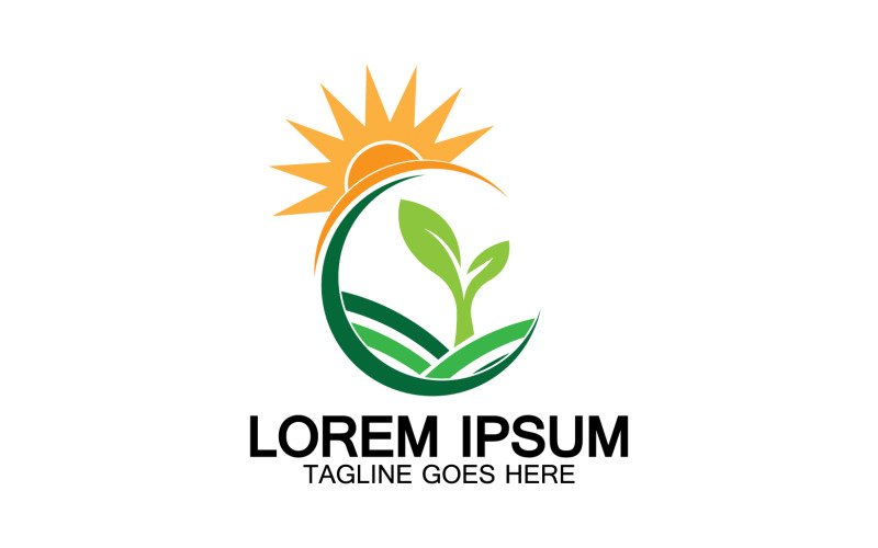 Farmhouse sun green logo vector v31