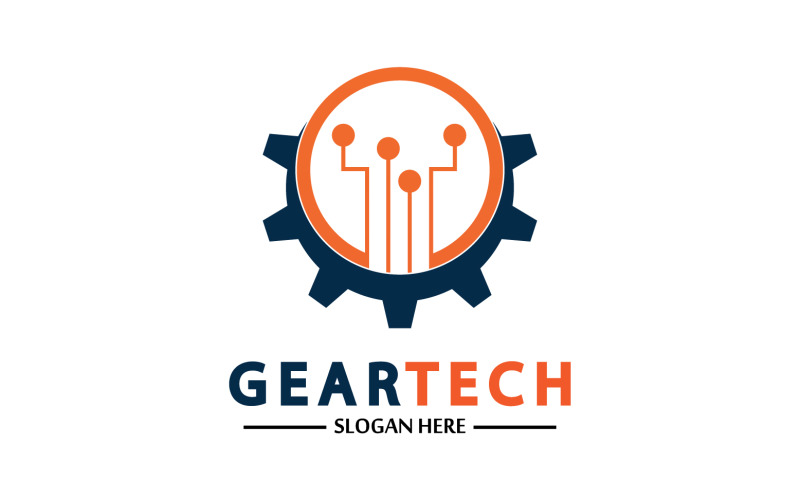 Gear Tech ikon vektor logotyp v36