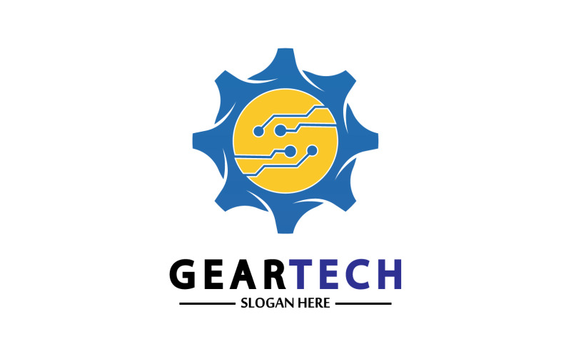 Gear Tech ikon vektor logotyp v42