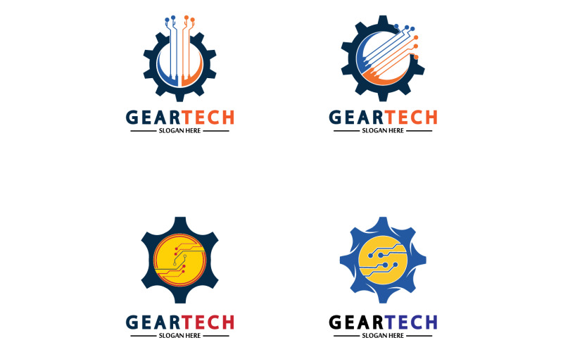 Logo vectoriel d'icône Gear Tech v61 - TemplateMonster