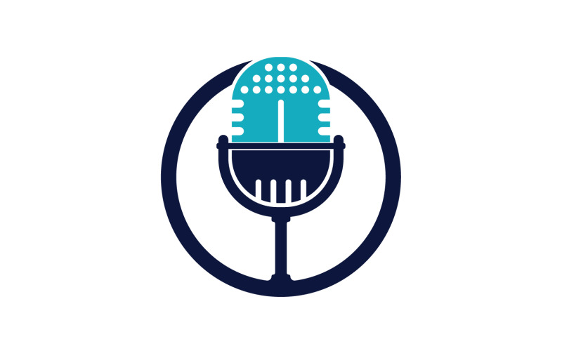 Logo de modèle vectoriel d'icône de podcasat de micro v26