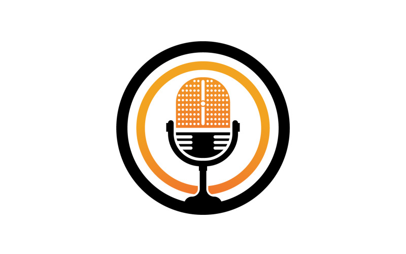 Логотип векторного шаблона значка микрофона podcasat v27