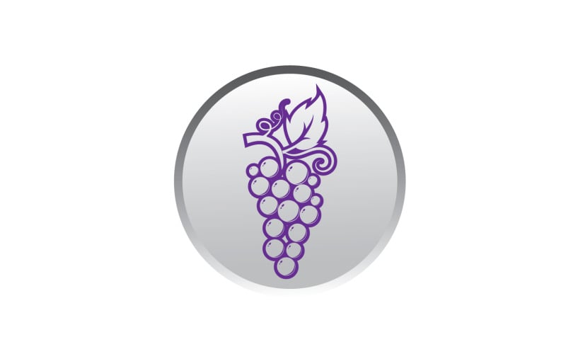 Logotipo de icono fresco de frutas de uva v125