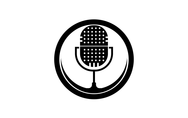 Logotipo do modelo de vetor de ícone de microfone podcast v36