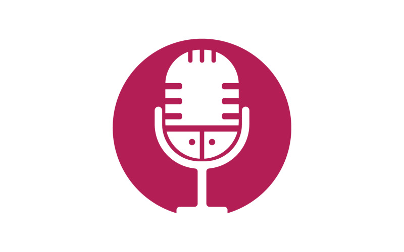 Mikrofon podcasat simge vektör şablonu logosu v31