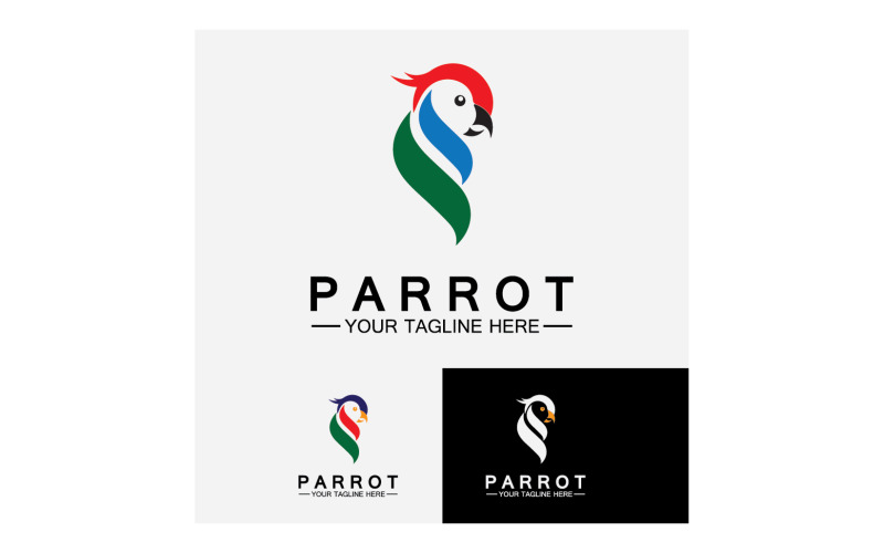 Bird Parrot head logotyp vektor v22