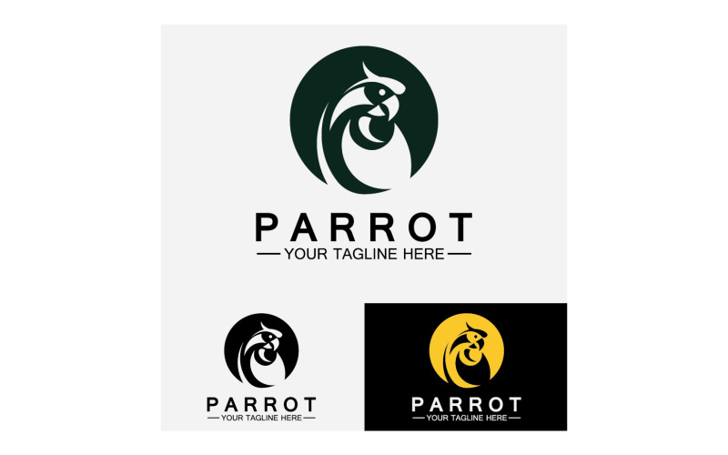 Bird Parrot head logotyp vektor v35