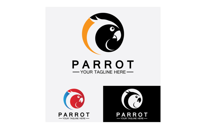 Vettore del logo della testa del pappagallo dell'uccello v31