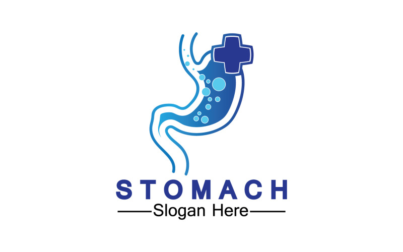 Logo del modello vettoriale del logo dell'icona dello stomaco sanitario v19