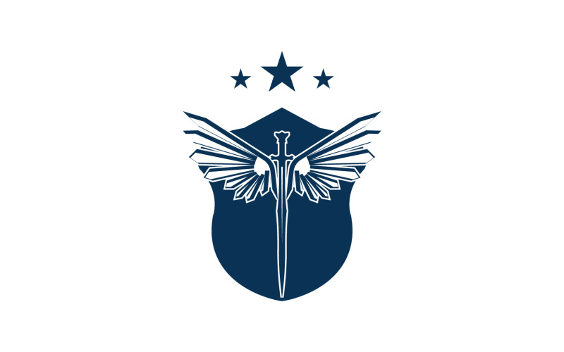 Logo dell'icona spada, scudo e ala v39