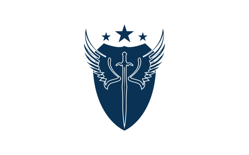 Logo dell'icona spada, scudo e ala v46