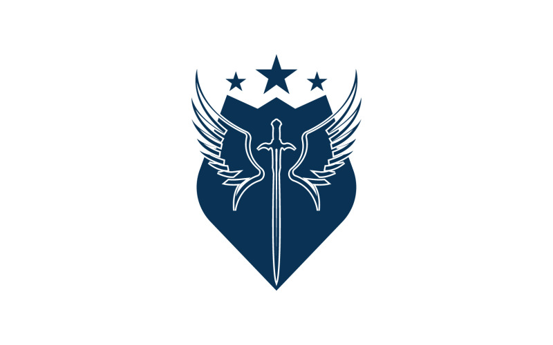 Svärd och sköld och vingikonlogotyp v44
