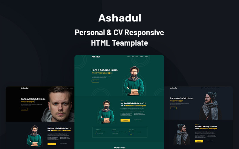 Ashadul – Persoonlijke en CV-responsieve websitesjabloon