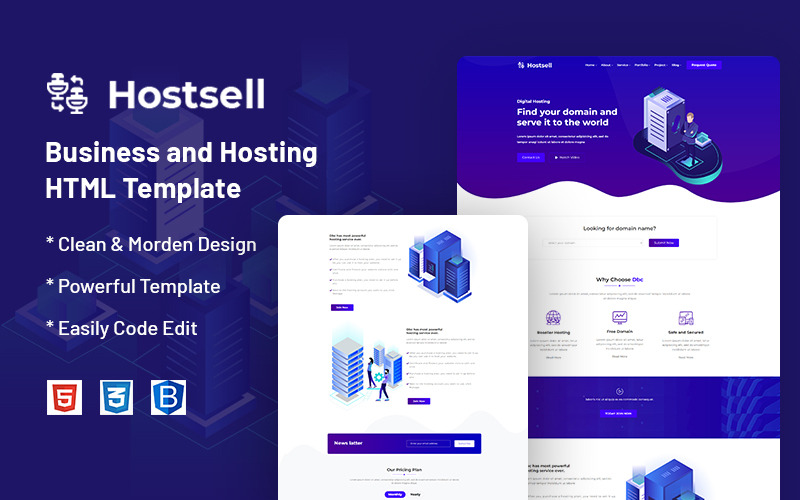 Hostsell – Modèle de site Web d’entreprise et d’hébergement