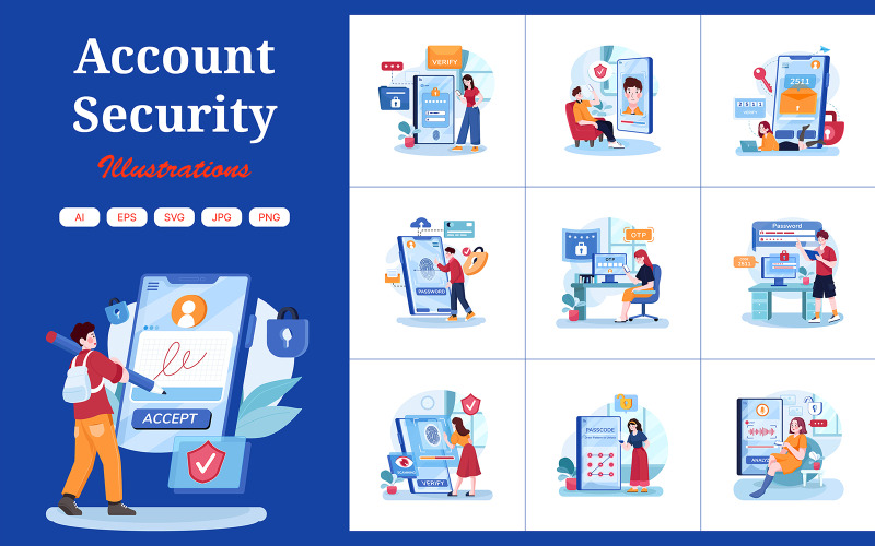 M405_ Pacchetto illustrazioni sicurezza autenticazione