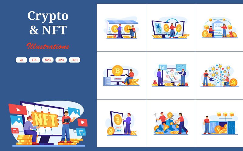 M422_ Pack d'illustrations crypto-monnaie et NFT