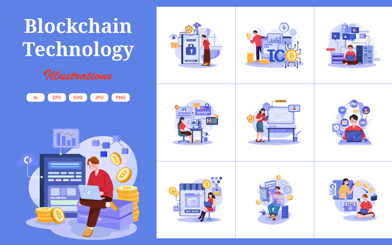 M427_ Blockchain-technologie illustratiepakket