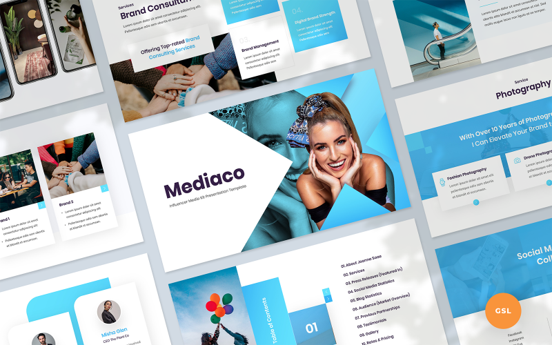 Mediaco - Modelo de Apresentação de Kit de Mídia Google Slides