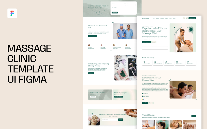 Modèle de clinique de massage UI Figma