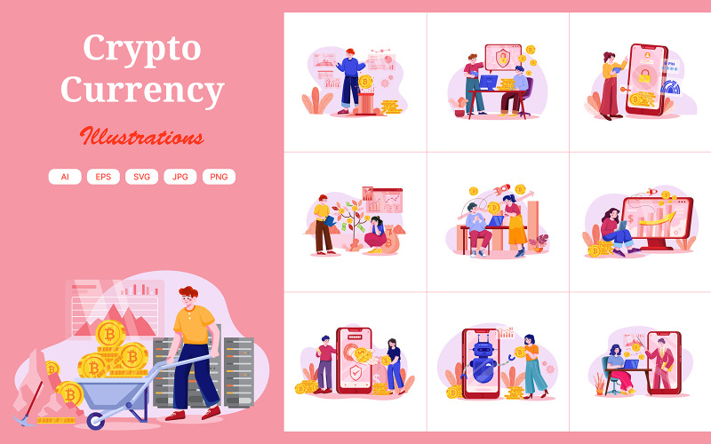 M437_ Pacchetto illustrazioni criptovaluta