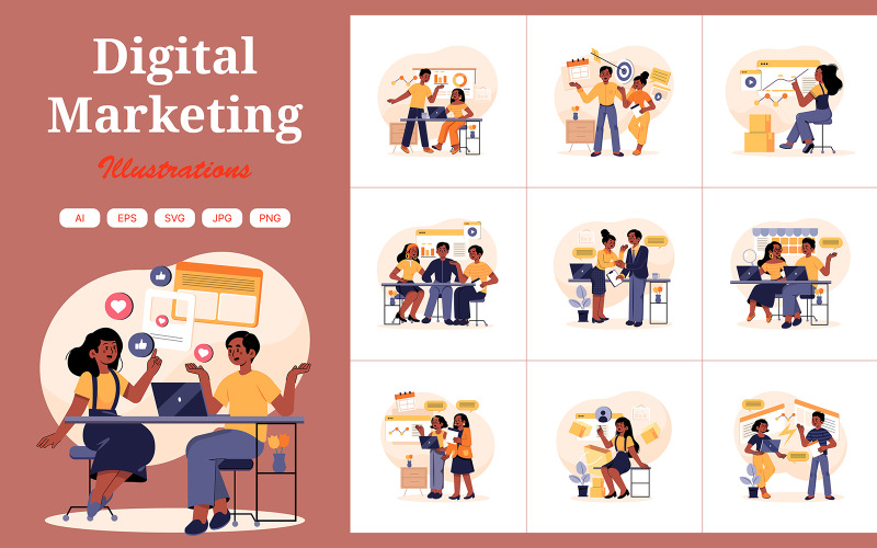M442_ Paquete de ilustraciones de marketing digital